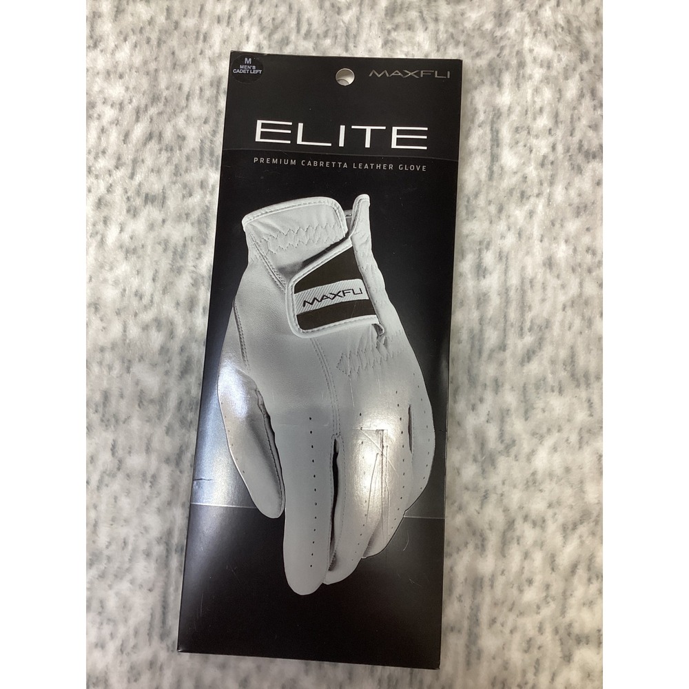 Maxfli Elite Mens Cadet Left Golf Glove Premium Cabretta Leather White Size M